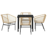 Garden Dining Set 5 pcs Brown Poly Rattan 3380912