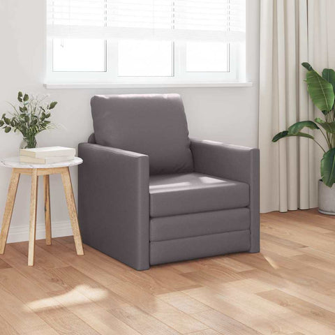 Floor Sofa Bed with Cushion Grey 74 x 77 x 81 cm Faux leather 4106632