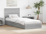 Storage Bed with Drawer Grey Sonoma 75 x 190 cm Engineered Wood 3411262