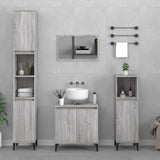 3 Piece Bathroom Furniture Set Grey Sonoma Engineered Wood 3185595