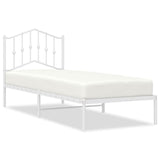 Metal Bed Frame without Mattress with Headboard White 90x190cm 373830