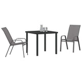 Garden Dining Set 3 pcs Grey and Black Powder-coated Steel 3379121