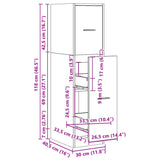Apothecary Cabinet Smoked Oak 30x41x118 cm Engineered Wood 855164