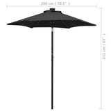 Garden Parasol with LED Lights Black 200x211 cm Aluminium 313563