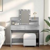 Dressing Table with LED Grey Sonoma 100x40x130 cm 848204