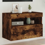 TV Wall Cabinet with LED Lights Smoked Oak 60x30x40 cm 837191