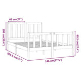 Bed Frame without Mattress 140x200 cm Solid Wood Pine 3106703