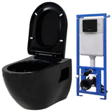 Wall-Hung Toilet with Concealed Cistern Ceramic Black 3054479