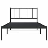 Metal Bed Frame without Mattress with Headboard Black 100x190cm 352474