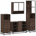 4 Piece Bathroom Furniture Set Brown Oak Engineered Wood 3301304