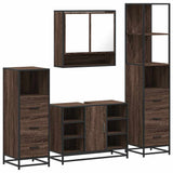 4 Piece Bathroom Furniture Set Brown Oak Engineered Wood 3301304