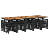 15 Piece Garden Dining Set with Cushions Black Poly Rattan 3210819