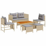 Garden Sofa Set 6 pcs Beige and light grey Poly Rattan 4104704