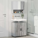 Bathroom Furniture Set Wall-mounted with Door 2 pcs Grey Sonoma 3392939