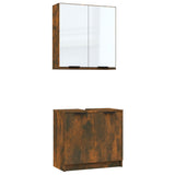 2 Piece Bathroom Cabinet Set Smoked Oak Engineered Wood 3115865