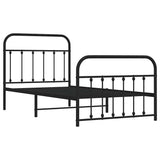 Bed Frame Black Powder-Coated Steel Single Bed Frame 352590