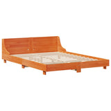 Bed Frame without Mattress Wax Brown 135x190 cm Double Solid Wood Pine 3323706