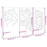 Garden Wall Decorations 3 pcs 105x55 cm Corten Steel Tree Design 824511