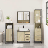 ZNTS 3 Piece Bathroom Furniture Set Sonoma Oak Engineered Wood 3301166