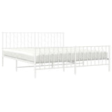 ZNTS Metal Bed Frame with Headboard and Footboard White 183x213 cm 374509