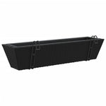 ZNTS Planters with hooks 2 pcs Black Poly Rattan 366404