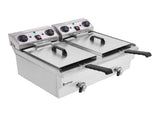 EH102V 16.9QT / 16L Total Capacity 24.9QT/23.6L Stainless Steel Faucet Double Tank Deep Fryer 43647401