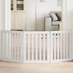 Dog Gate Foldable 3 Panels White 150 cm Poplar Wood 352244