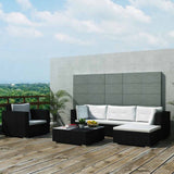 6 Piece Garden Lounge Set with Cushions Poly Rattan Black 42743