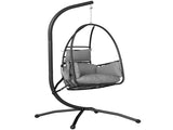 Hanging Egg Chair, Indoor Outdoor Swinging Hammock Chair with Stand, Foldable Basket, Side Pocket, T3398P549989