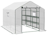 Walk-in Greenhouse with 3 Tier 12 Shelves, Small Greenhouse with Reinforced PE Cover, Garden Plant T3398P318656