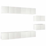 8 Piece Wall-mounted TV Cabinet Set White Engineered Wood 3078727