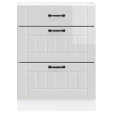 Kitchen Base Cabinet "Lucca" High Gloss White Engineered Wood 854271