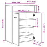 ZNTS Shoe Cabinet Artisan Oak 60x35x84 cm Engineered Wood 855953