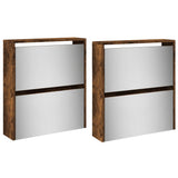 Shoe Cabinet with Mirror 4-Layer Smoked Oak 63x17x134 cm 3228277