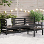 3 Piece Garden Lounge Set Black Solid Pinewood 805709