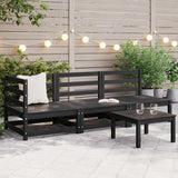 3 Piece Garden Lounge Set Black Solid Pinewood 805709