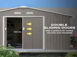Outsunny 13 x 11ft Large Garden Shed, Mental Garden Storage Shed with Foundation Kit Ventilation & T3398P314182