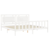 Bed Frame without Mattress White 200x200 cm Solid Wood Pine 3192187