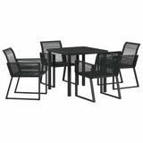 Garden Dining Set 5 pcs Black Powder-Coated Steel 3379311