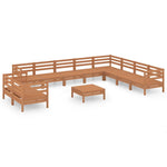 ZNTS 11 Piece Garden Lounge Set Solid Wood Pine Honey Brown 3083202