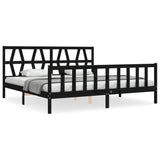 Bed Frame without Mattress Black 200x200 cm Solid Wood Pine 3192515