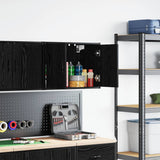 Garage Wall Cabinet Black Engineered Wood 860645