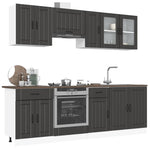 ZNTS 8 Piece Kitchen Cabinet Set Kalmar Black Engineered Wood 3314832