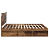 Bed Frame with Headboard Old Wood 200 x 200 cm Solid Pine Wood 3410972