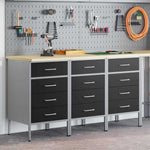Work Cabinet with Drawer 3 pcs Black and Grey 150 x 55 x 85 cm 3321368
