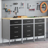 Work Cabinet with Drawer 3 pcs Black and Grey 150 x 55 x 85 cm 3321368