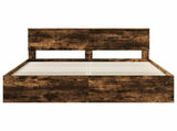 Bed Frame Smoked Oak 160 x 200 cm Solid Pine Wood 3410577