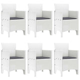 Garden Dining Set 7 pcs White Polt rattan 3378565
