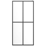 Walk-in Shower Wall with Shelf Black 90x195 cm ESG Glass&Aluminium 3185456