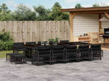 15 Piece Garden Dining Set with Cushions Black Poly Rattan 3210991